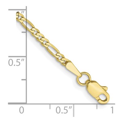10K Yellow Gold 2.2mm Flat Figaro Chain Bracelet – view 2