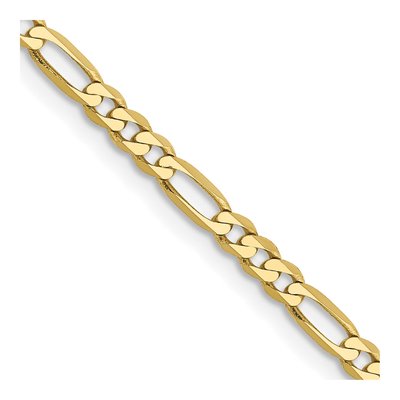 10K Yellow Gold 2.75mm Flat Figaro Chain