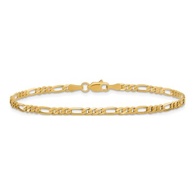 10K Yellow Gold 2.75mm Flat Figaro Chain Bracelet – view 3