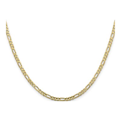 10K Yellow Gold 3mm Flat Figaro Chain – view 2
