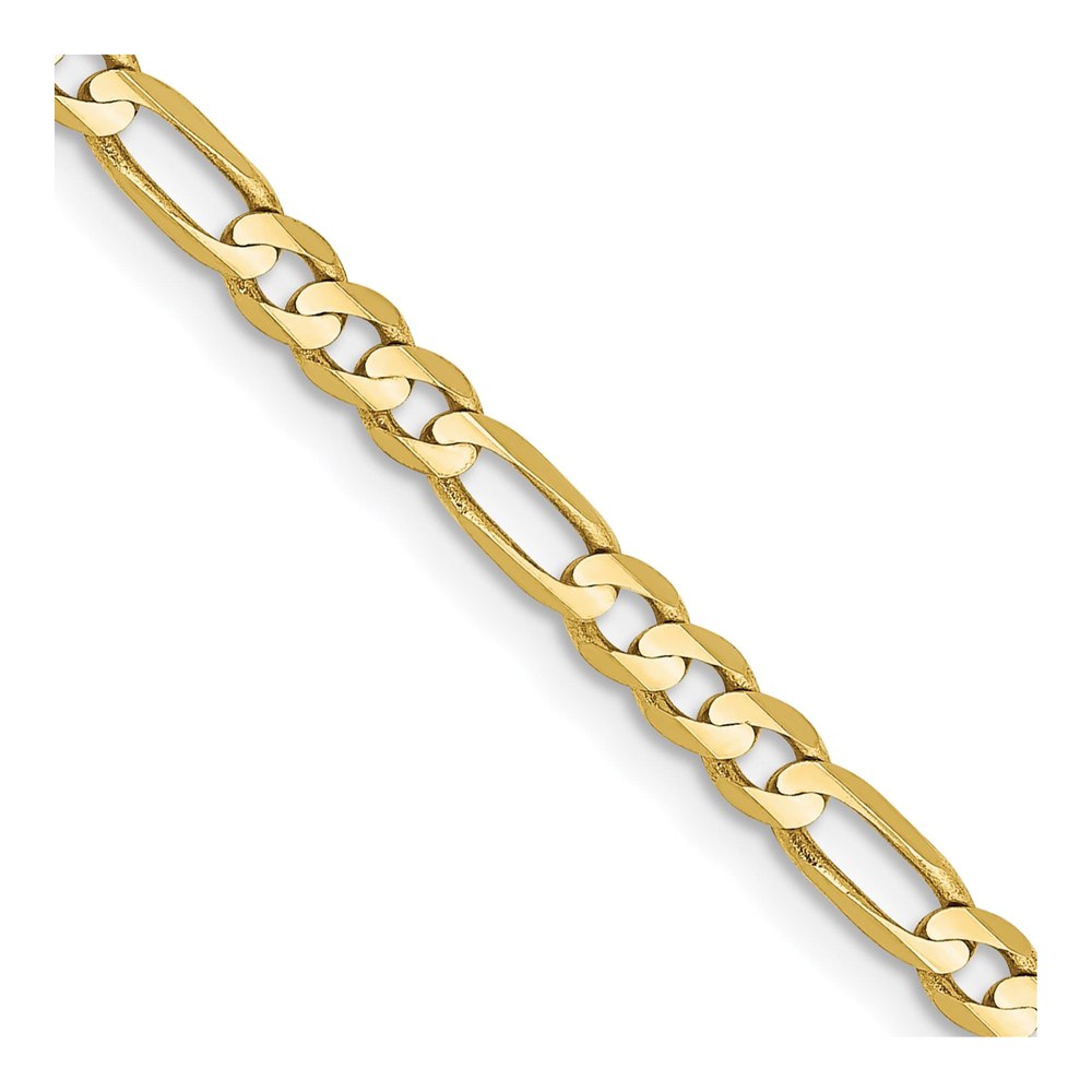 10K Yellow Gold 3mm Flat Figaro Chain