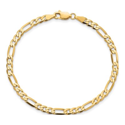 10K Yellow Gold 4mm Flat Figaro Chain Bracelet – view 2