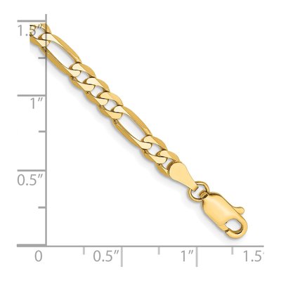 10K Yellow Gold 4mm Flat Figaro Chain Bracelet – view 3