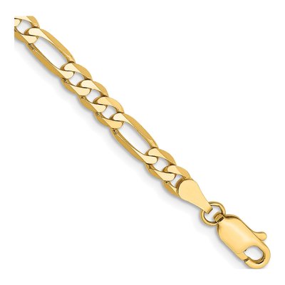 10K Yellow Gold 4mm Flat Figaro Chain Anklet