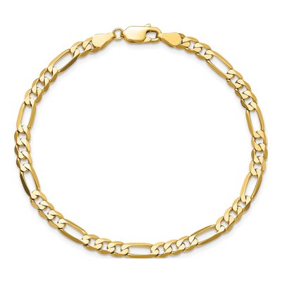 10K Yellow Gold 4.75mm Flat Figaro Chain Bracelet – view 2
