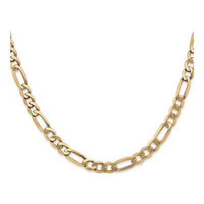 10K Yellow Gold 5.25mm Flat Figaro Chain – view 2