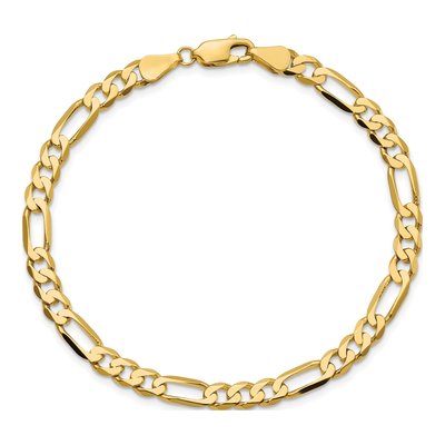 10K Yellow Gold 5.25mm Flat Figaro Chain Bracelet – view 3
