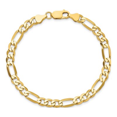 10K Yellow Gold 6.25mm Flat Figaro Chain Bracelet – view 3