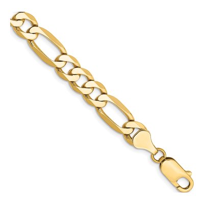 10K Yellow Gold 7mm Flat Figaro Chain Anklet