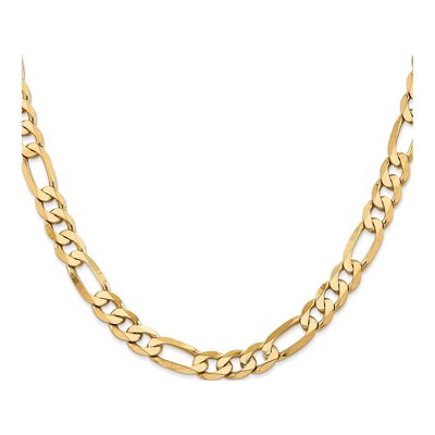 10K Yellow Gold 7.5mm Flat Figaro Chain – view 2