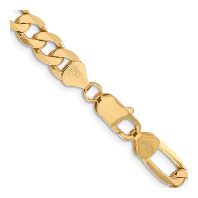 10K Yellow Gold 7.5mm Flat Figaro Chain – view 3