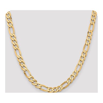 10K Yellow Gold 7.5mm Flat Figaro Chain – view 4
