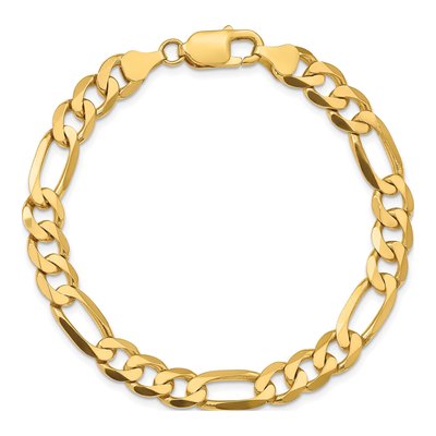 10K Yellow Gold 7.5mm Flat Figaro Chain Bracelet – view 2