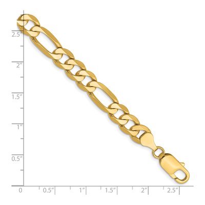 10K Yellow Gold 7.5mm Flat Figaro Chain Bracelet – view 3