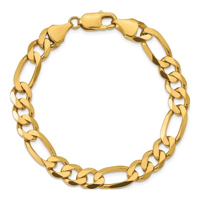 10K Yellow Gold 8.75mm Flat Figaro Chain Bracelet – view 2