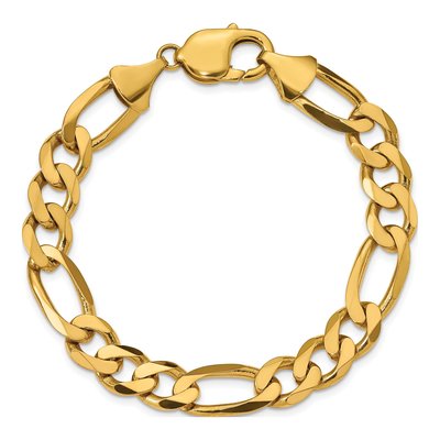 10K Yellow Gold 10mm Flat Figaro Chain Bracelet – view 4