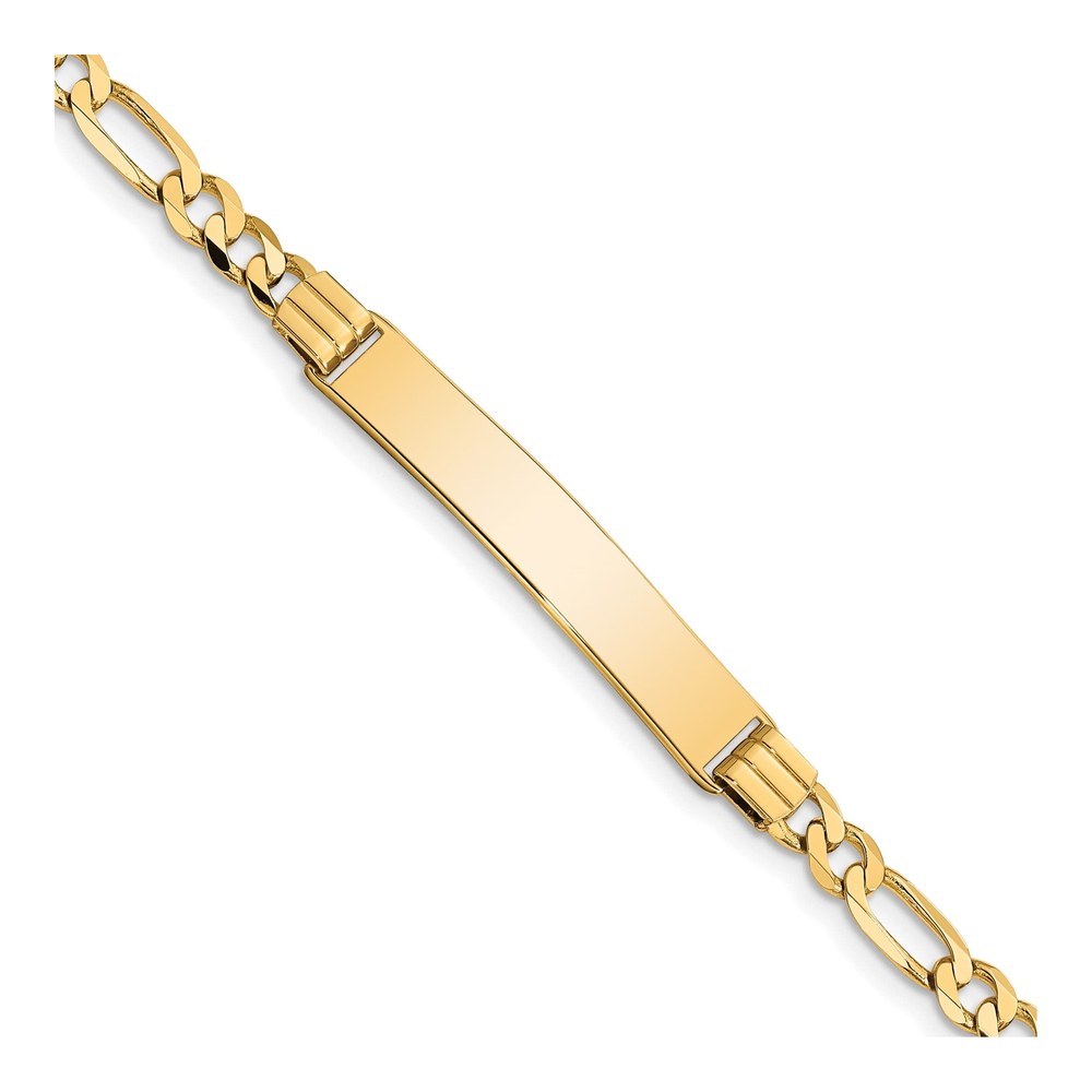 10K Yellow Gold Figaro Link ID Bracelet, 7-8in