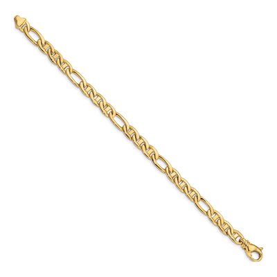 10K Yellow Gold 6.5mm Figaro Flat Anchor Chain Bracelet – view 3
