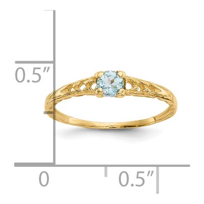 10K Yellow Gold Aquamarine March Birthstone Baby Ring – view 4