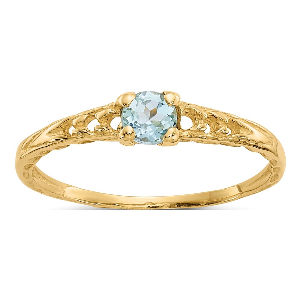 10K Yellow Gold Aquamarine March Birthstone Baby Ring
