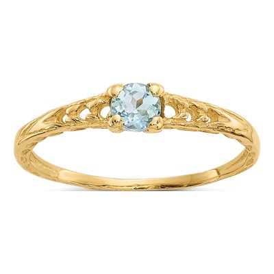 10K Yellow Gold Aquamarine March Birthstone Baby Ring
