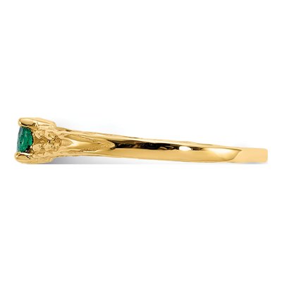10K Yellow Gold Emerald May Birthstone Baby Ring – view 3