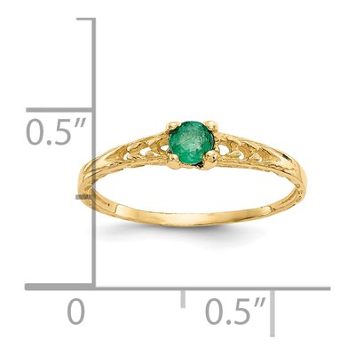 10K Yellow Gold Emerald May Birthstone Baby Ring – view 4