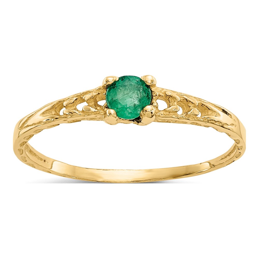 10K Yellow Gold Emerald May Birthstone Baby Ring