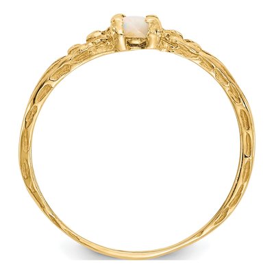 10K Yellow Gold Opal October Baby Ring – view 2