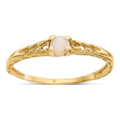 10K Yellow Gold Opal October Baby Ring