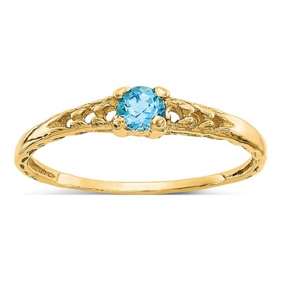 10K Yellow Gold Swiss Blue Topaz Baby Ring