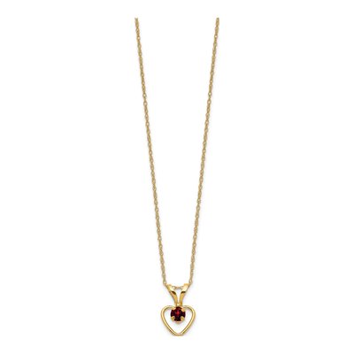 10K Yellow Gold Garnet Heart Birthstone Pendant Necklace – view 2