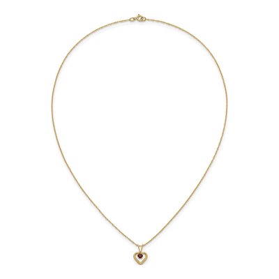 10K Yellow Gold Garnet Heart Birthstone Pendant Necklace – view 5