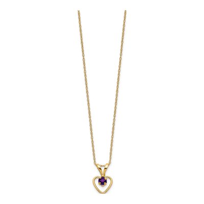 10K Yellow Gold Amethyst Heart Birthstone Pendant Necklace – view 2