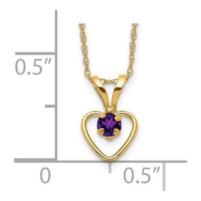 10K Yellow Gold Amethyst Heart Birthstone Pendant Necklace – view 3