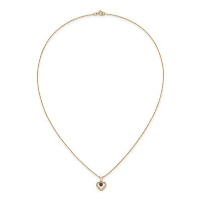 10K Yellow Gold Amethyst Heart Birthstone Pendant Necklace – view 5