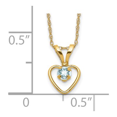 10K Yellow Gold Aquamarine March Heart Pendant Necklace – view 3