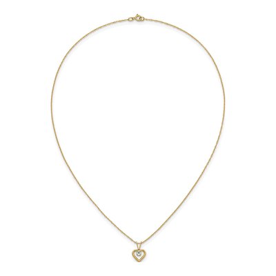 10K Yellow Gold Aquamarine March Heart Pendant Necklace – view 5