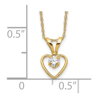 10K Yellow Gold White Topaz April Birthstone Heart Pendant Necklace – view 3