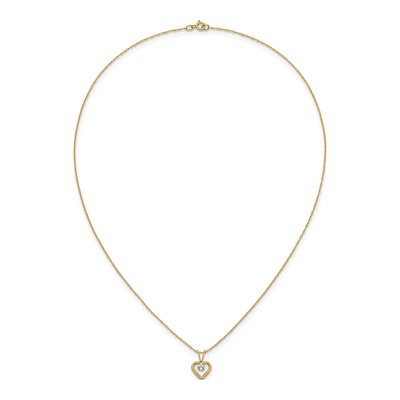 10K Yellow Gold White Topaz April Birthstone Heart Pendant Necklace – view 5