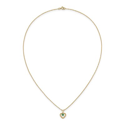 10K Yellow Gold Emerald May Heart Pendant Necklace – view 5