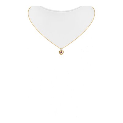 10K Yellow Gold Ruby July Heart Pendant Necklace – view 4