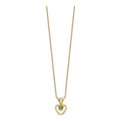 10K Yellow Gold Peridot Heart Birthstone Pendant Necklace – view 2