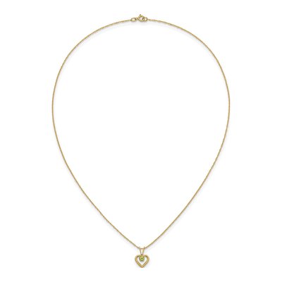 10K Yellow Gold Peridot Heart Birthstone Pendant Necklace – view 5
