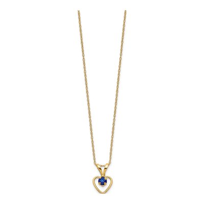 10K Yellow Gold Sapphire September Heart Pendant Necklace – view 2
