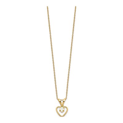 10K Yellow Gold Opal October Heart Pendant Necklace – view 2
