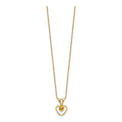 10K Yellow Gold Citrine Heart Birthstone Pendant Necklace – view 2