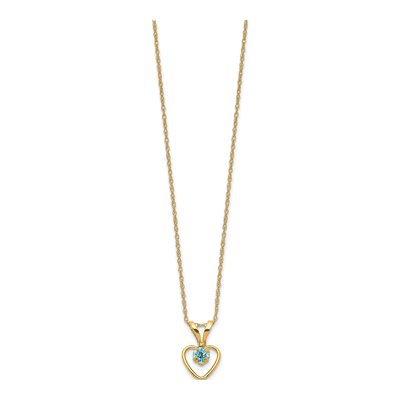 10K Yellow Gold Swiss Blue Topaz Heart Pendant Necklace – view 2