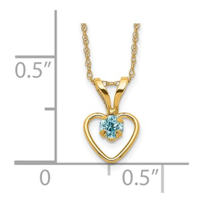 10K Yellow Gold Swiss Blue Topaz Heart Pendant Necklace – view 3