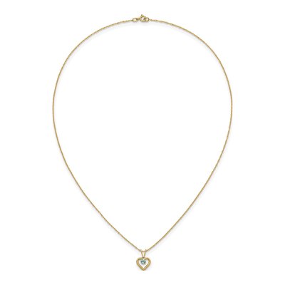 10K Yellow Gold Swiss Blue Topaz Heart Pendant Necklace – view 5